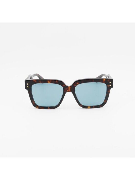 Gucci GG1084S 002 Sunglasses Shiny Dark Havana Square Frame, Light Blue Lenses main image 7